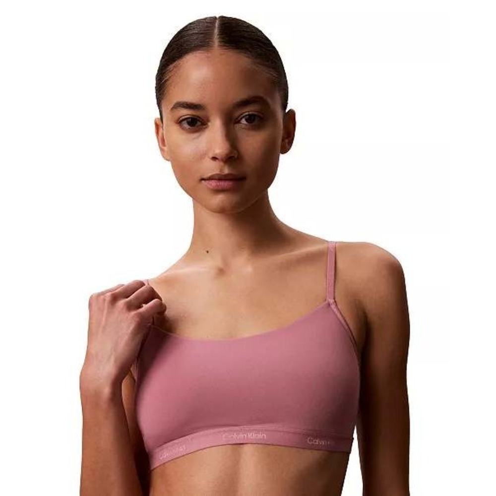 Calvin Klein Womens Ribbed Racerback Bralette Dusty Rose Pink Size M Adjustable